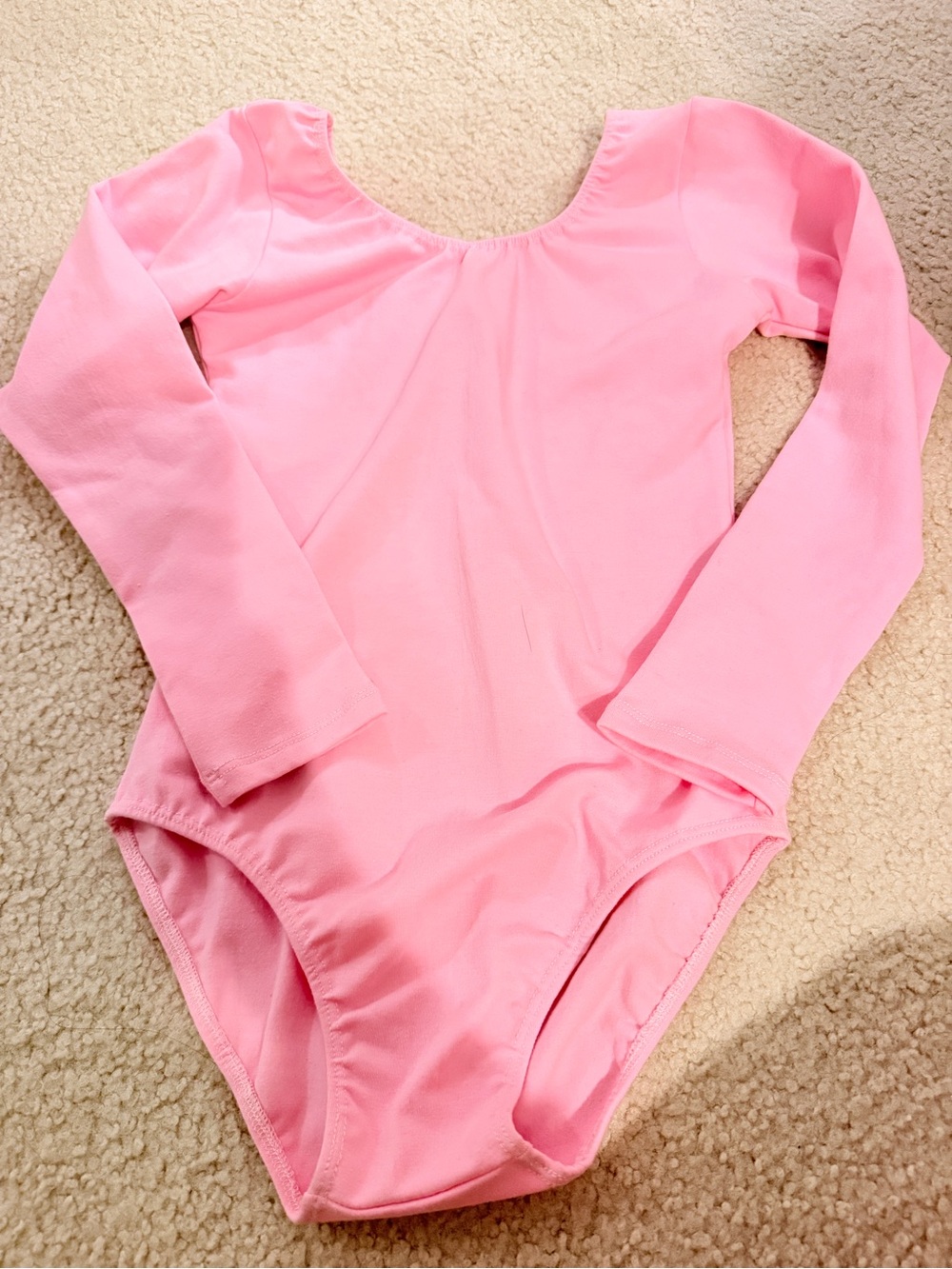 Classic Pink Long-Sleeve Girls One-Piece Leotard
